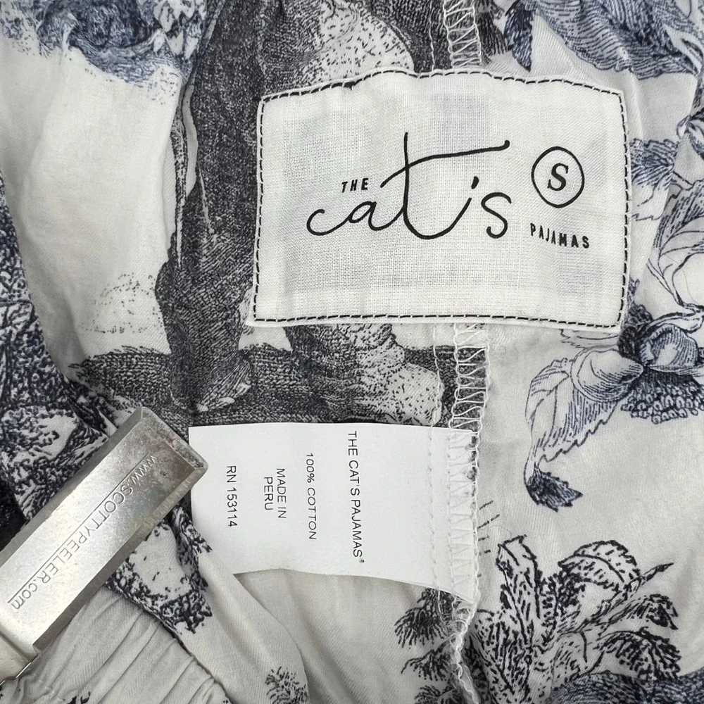 The Cat's Pajamas Safari Toile Luxe Pima Cotton Capri Pajama Set Size S Elephant - Picture 7 of 13